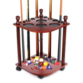 Diegimr Pool Stick Holder Floor Stand, Freestanding Pool Cue Rack Hold up to 8 Cues Sticks Pool Cue Storage Rack Billiards Stick Holder Pool Cue Rack Corner for Game Room Pool Table Accessories
