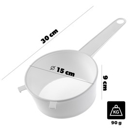 KADAX Kitchen Sieve 15 cm, Fine Plastic Sieve, Fine Mesh Plastic Sieve for the Kitchen, Fine Plastic Strainer with Long Handle (White)