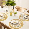 fanquare Round Gold Lace Placemats Set of 12, 15" Floral