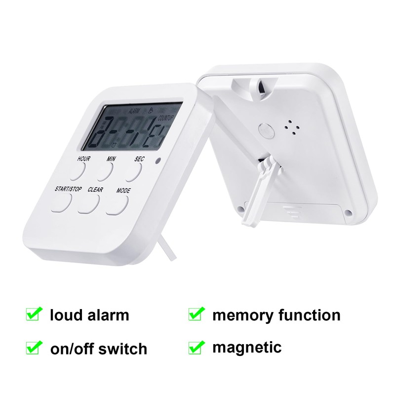 Weewooday 12 Pcs Digital Kitchen Timer - Count Up/Down Large