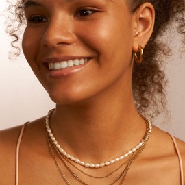 8Years Chunky Hoop Earrings, 18K Gold Plated, Lightweight Thick Gold Hoops, Hypoallergenic, Trendy Women's Jewelry for Gifts (24mm)