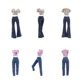 E-TING Lot 10 Items = 5 Sets Doll Clothes Casual Wear Outfit Tops + Pants with 5 Pair Shoes Accessories for 11.5 Inch Girl Doll (Style C)
