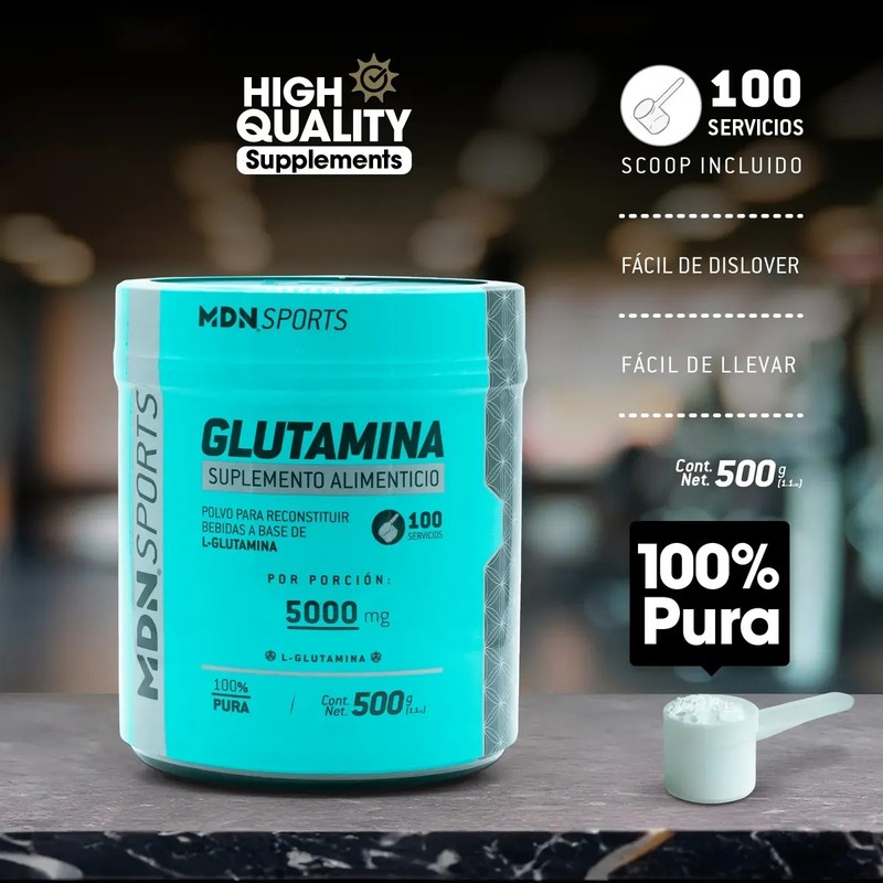 Glutamina En Polvo Mdn Sports Alta Pureza 100 Servicios
