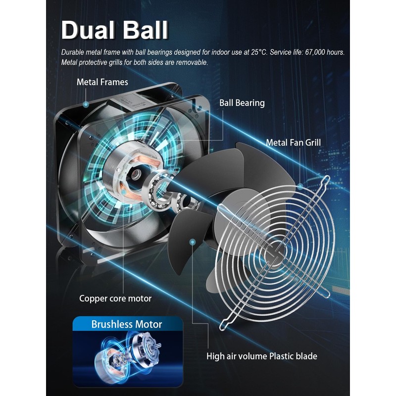 Wathai AC Axial 2060 200mm Case Muffin Fan 110v 120V