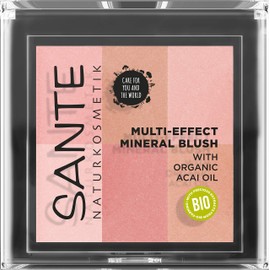 SANTE Naturkosmetik Multi-Effect Mineral Blush 01 Coral, Blush, 6 Colour Shades for a Natural Radiant Glow and a Fresh Complexion, with Valuable Organic Extracts, Natural, Vegan, 8 g