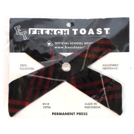 French Toast NIP French Toast Girls Adjustable Neckband Cross Tie Permanent Press Red Plaid