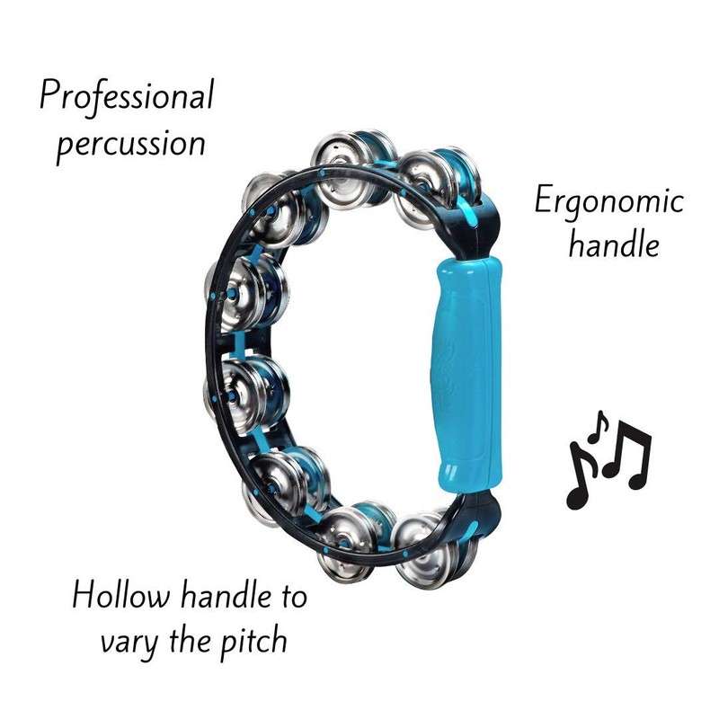 Halilit Hi-Lo Tambourine. High-end Half Moon Shape Cutaway Hand Percussion