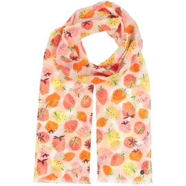 FRAAS Women's Scarf with Strawberry Print - 50 x 180 cm Size - Cotton, Honest White, Unit size