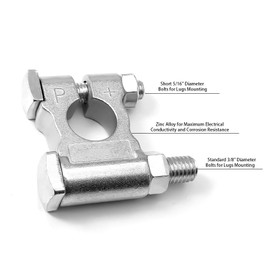 Recoil ZBT Military Spec Battery Terminal Top Post Set, for Car, Truck, Boats, RV, Vessels, One Pair with Durable Silicone Cover (Positive & Negative), Four Copper Lugs and Heat-shrink Tubing