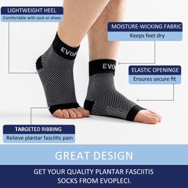 EVOPLECI Tobillera De Compresión Con Puntera Abierta, Calcetines De Compresión Para El Tobillo, Soporte Para Fascitis Plantar, Tobillera Para Hombres Y Mujeres, Soporte Para El Arco, Recuperación De L