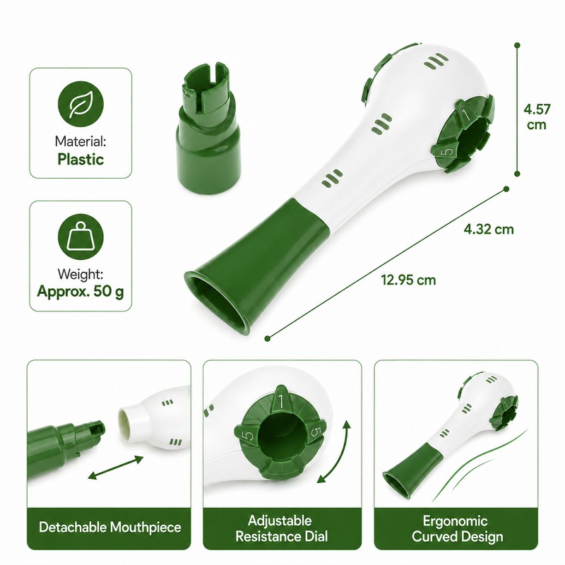 Adjustable Resistance Breathing Trainer – Portable Respiratory Muscle Exercise Tool