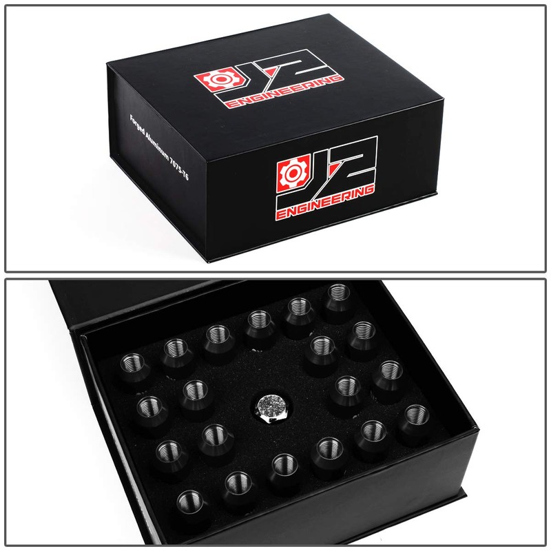 J2 Engineering LN-T7-010-15-BK Black 7075 Aluminum M12X1.5 16Pcs L: 60mm