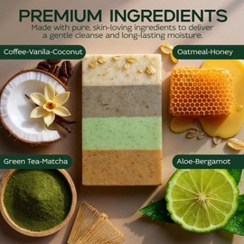 Sea Moss Soap Bar – Detoxifying Green Tea Matcha & Aloe Bergamot – All-Natural Handmade Soap for Sensitive Skin, Face & Body – Holiday Gift or Christmas Stocking Stuffer for Men & Women