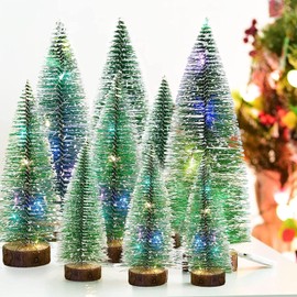Vleuexe Pack of 9 Artificial Christmas Trees, Miniature, 3 Sizes, Mini Green Christmas Tree, 10/15/20 cm, Small Christmas Decoration for Table Decoration, DIY, Shop Window Party