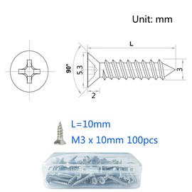 M4 Stainless Steel Self Tapping Screws,100pcs M4x25mm Phillips Flat Head Wood Srews DIY Woodworking Screws with Box (M4 X 25mm 100 PCS)