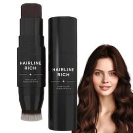 Double Ended Hair Color Stick,Root Cover Up Stick,Hairline Powder Sti/ck,Hair Shadow Powder for Adult,Instant Hair Loss Concealer for Thinning Ha/ir,Portable Design for Hairline & Beard(Dark Brown)