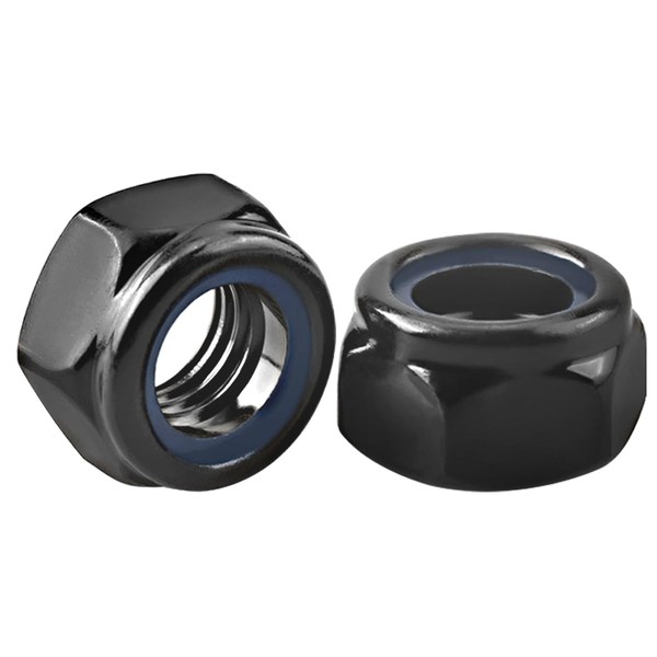 Drenky Hex Nuts M10, Pack of 25 Self-Locking Nuts Black