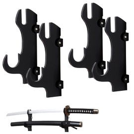 Samurai Sword Wall Mount-Katana Stand Wall Mount-(Black-2 Set) Sword Wall Mount Display-Samurai Sword Wall Mount 2 Tier-Sword Wall Mount-Martial Arts Swords Mount Display (Swords Not Included)