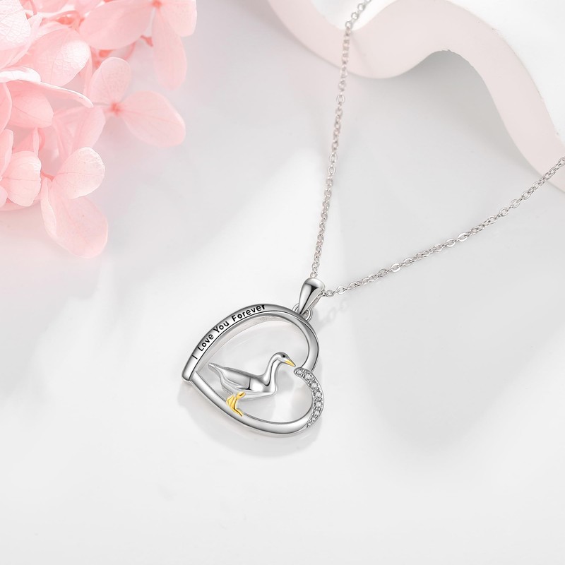MONGAS Goose Necklace Sterling Silver Goose Pendant Goose Jewelry Gifts