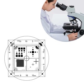 TOSUKKI Regla de calibración de micrómetro multifunción para microscopio, regla de película de medición de micrómetro, punto, línea cruzada, cuadrada, tablero de ajedrez de red