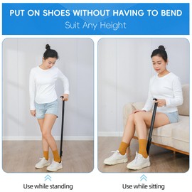 36 Inch Adjustable Long Handled Shoe Horn - Dressing Stick Aid for Seniors, Disabled - Ideal for Hip, Back, Shoulder Surgery Recovery – Helps with Getting Dressed, Sock Remover