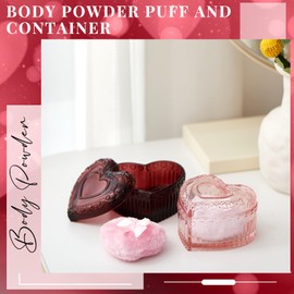 Tioncy 4 Pcs Large Body Powder Puff and Container Extra Large Body Powder Puff Dish Soft Washable Reusable Fluffy Makeup Sponge Wet Dry (Heart,Pink and Red)