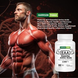 Harrison Panax Essential Amino Acids (EAA), High Potency Muscle Growth Supplement Capsules