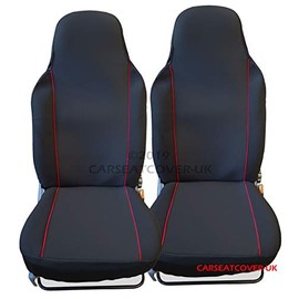 Carseatcover-UK Luxury Universal Car Seat Covers Front Pair, Car Seat Protector, Black with Red Trim, Heavy Duty Fabric