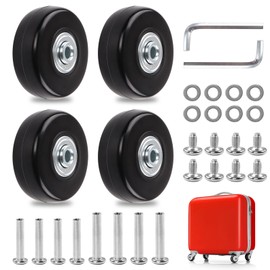 WEDAMOO Pack of 4 Suitcase Wheels Replacement Wheels, 50 x 18 mm Luggage Suitcase Replacement Wheels, Universal Rubber Replacement Wheels, Mute Luggage Suitcase Wheel for Luggage Suitcase, Trolleys,