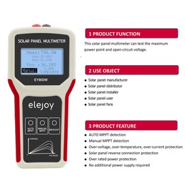 Upgrades Handheld Portable Photovoltaic Panel Power Supplys Multimeter Auto Manual Detection with LCD Display Screen with Backlight Open Circuit Voltage Troubleshooting Utility Tool