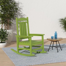 KINGYES HDPE Rocking Chairs Outdoor, Patio Rocking Chairs with 330lbs Support, Smooth Porch Rocker for Deck Lawn Yard, Pistachio Green
