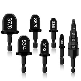 Hakkin 7PCS HVAC Repairing Set, Air Conditioner Copper Tube Expander with 5 in 1 Swaging Tool Drill Bit, Hex Shank Manual Pipe Swage Expander, Flaring Tool size 1/4'', 3/8'',1/2'',5/8'',3/4'',7/8''