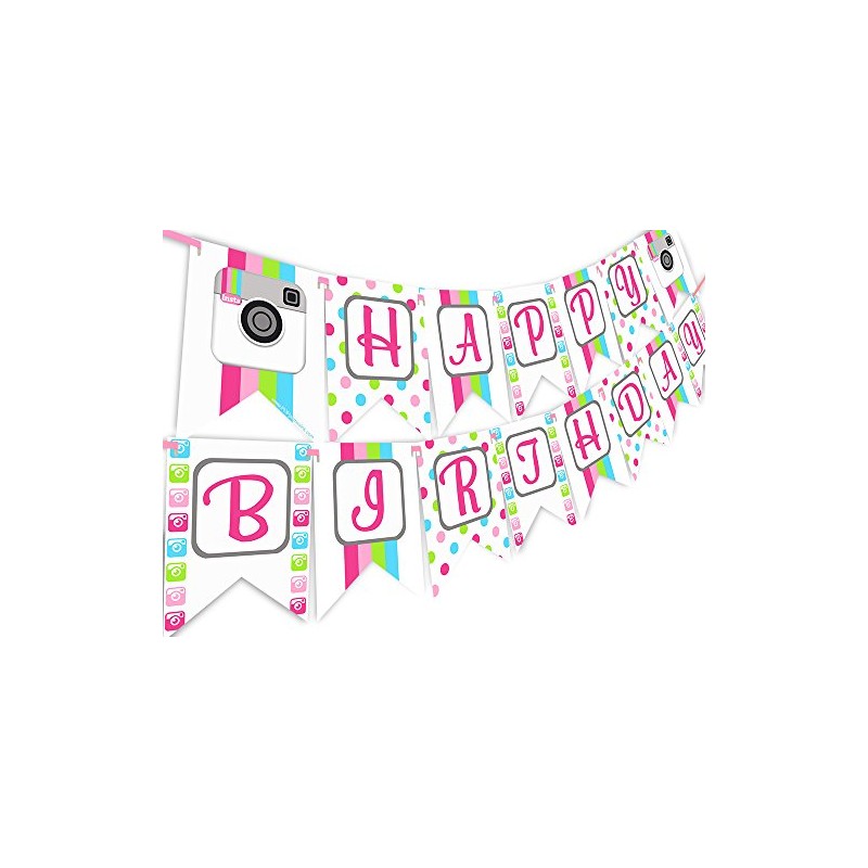 Pop, banderines de fiesta de cumpleaños con texto en inglés