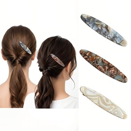 WENJESO 3個セットレトロ アセテート ヘアクリップ 前髪クリップ レディース 一字クリップ サイドクリップ アヒル口クリップ 日常 デート 通勤 通学 化粧 洗顔 bl