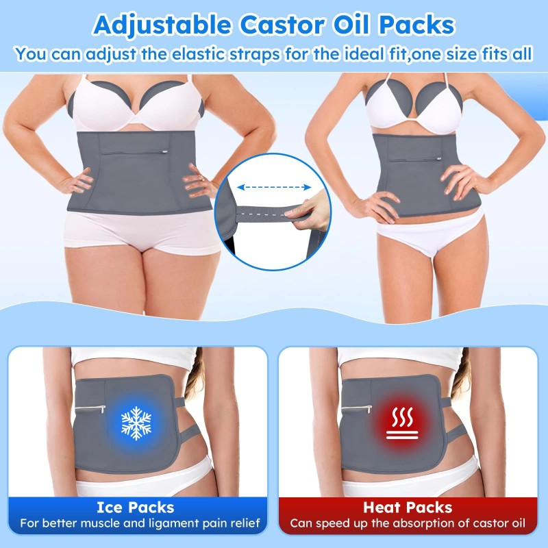 Qupite Castor Oil Pack Wrap,10 pcs Reusable Organic Castor Oil