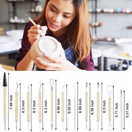 KIDOFLY Professional 43 PCS Clay Sculpting Tools Kit – Stainless Steel Pottery Tools with Storage Bag for Ceramics, Polymer Clay Art & DIY Crafting