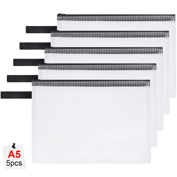 OFFCUP A5 Plastic Wallets, 5PCS Zip Lock Bags, Zipper Bags