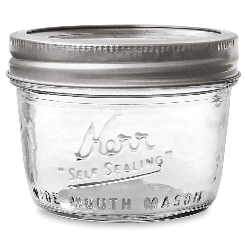 Kerr Wide Mouth Half-Pint Glass Mason Jars 8-Ounces with Lids