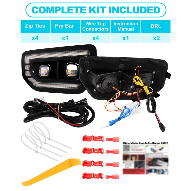 2Pcs 55W Led Fog Lights DRL For 2022-2025 2026 Ford