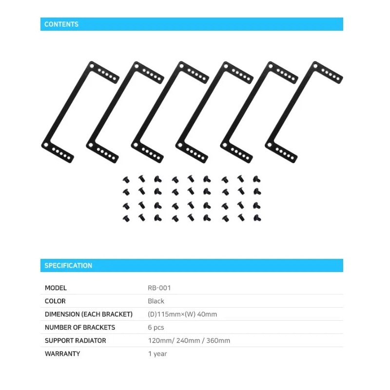LIAN LI RB-001 RADIATOR OFFSET MOUNTING BRACKET BLACK -EXPRESS SHIP