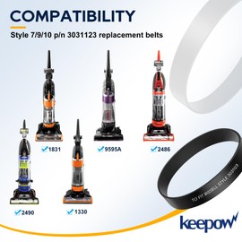 KEEPOW Vacuum Belts Replacement for Bissell Cleanview Bagless Upright Vacuum 1819 1820 1831 9595A 3583 2486 2487 2488 2489 2490 2491 2492 2494 1319 1320 1322 1327 1328 1330 1331 1332 Series, Pack of 2