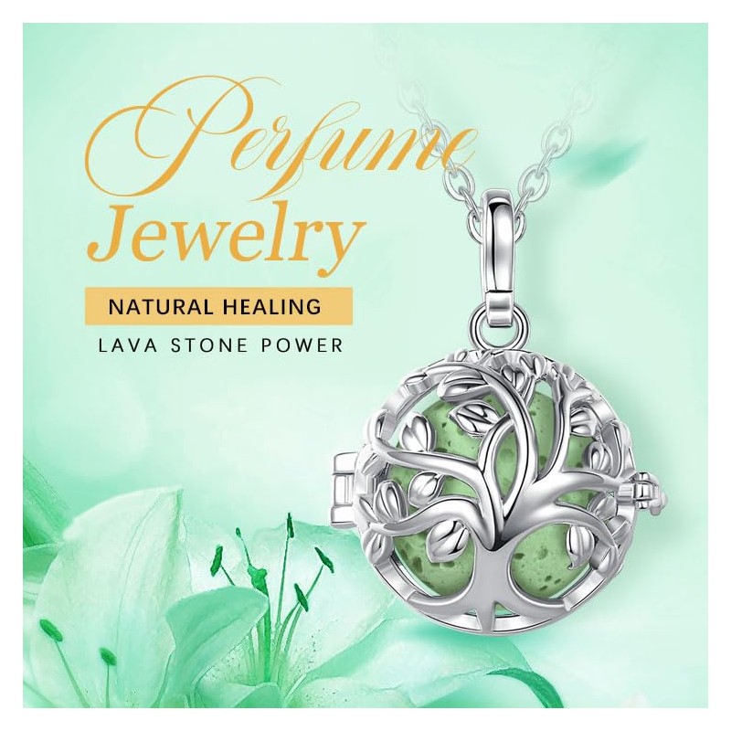 INFUSEU Aromatherapy Necklaces for Women Essential Oil Diffuser Jewelry Lava