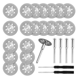 20 Pieces 22 mm Diamond Cutting Wheel for Dremel Rotary Tool with 4 pcs 3 mm Mandrel and 2 pcs Cross Screwdriver for Stone Glass Gem Jade Marble Ceramic Cutting