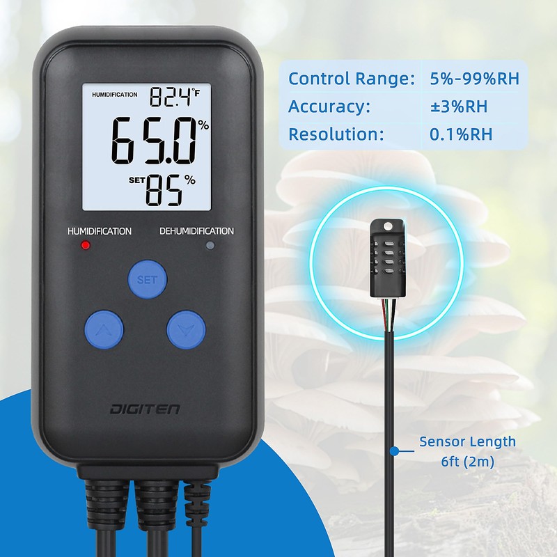 Digital Humidity Controller, Pre-Wired Humidity Controlled Dual Stage Outlets for