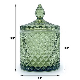YILUSHENGHUA Colorful Glass Jar With Lid,Candy Cookie Jars,Jewelry Box,Christmas Decorative Jar(Olive Green)