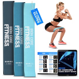 Fabric Mini Loop Resistance Bands for Working Out - Anti-Slip Cloth Booty Band for Women - Medium to X-Heavy Resistant Levels - Perfect for Glute, Thigh, Legs, and Physical Therapy Exercises 3 Pack