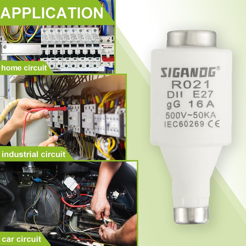 SIGANDG 16A DII E27 R021 Spiral Ceramic Fuses gG Diazed