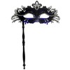 WILOVCOS Womens Masquerade Mask with Stick, Handheld Mardi Gras Mask,Venetian