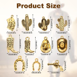 Mikovivi 100 g Western Cowboy Charms Set, 11 Styles Mixed Antique Charms Jewellery Pendants Made of Western Alloy for Jewellery Making Necklaces Bracelets and Earrings, Alloy Steel, No Gemstone