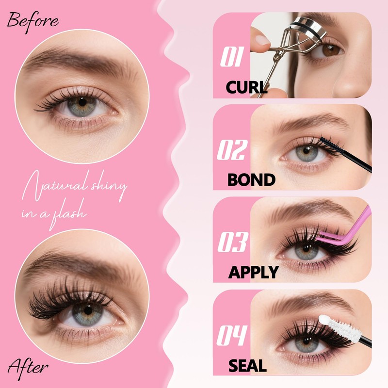 Cluster Lashes Kit Extensions Individual Eyelashes with Lash Bond and